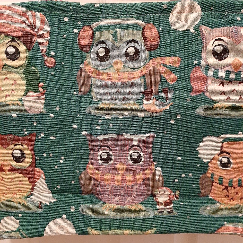 CLEARANCE Christmas Owl Canvas Zippered Tote - Picture 2 of 3
